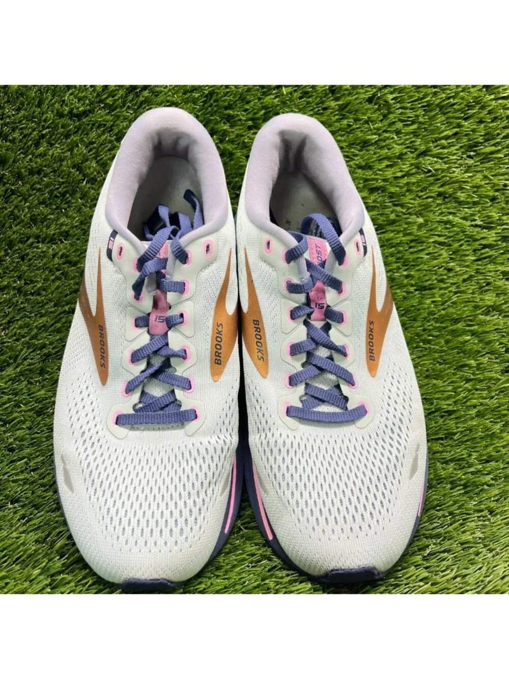 Brooks Ghost 15 Womens Size 10D Blue Purple Pink Athletic Running Shoes Sneakers